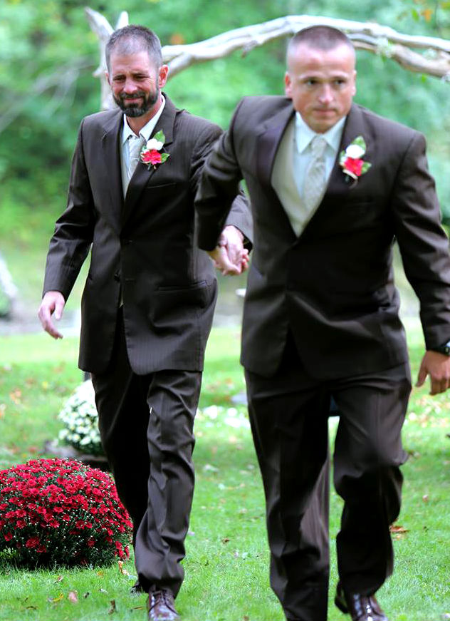 stepfather and father walk on wedding  viral