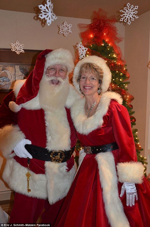 Eric and his wife Sharon Byrne Schmitt-Matzen, pose together as Mr and Mrs Claus