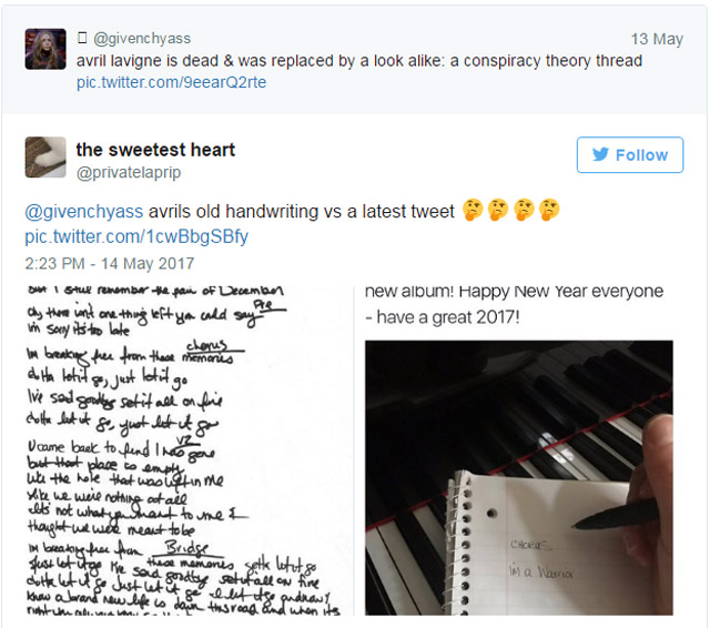 Avril Lavigne Handwriting Compared