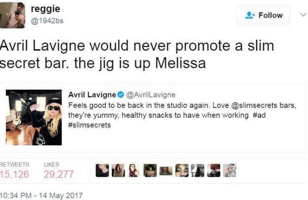Avril Lavigne Will Never Promote A Slim Bar