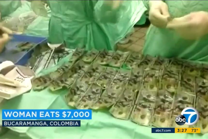 Woman swallows $7000