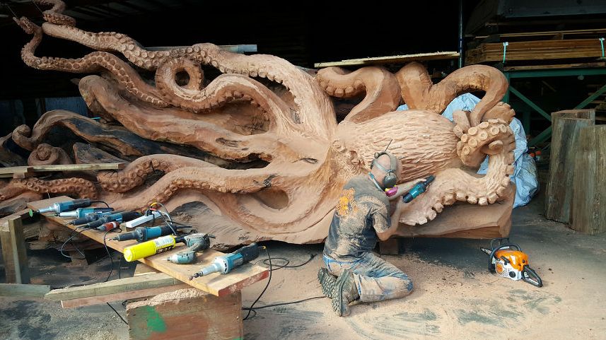 Fallen Redwood turns into Giant Sea Octopus art
