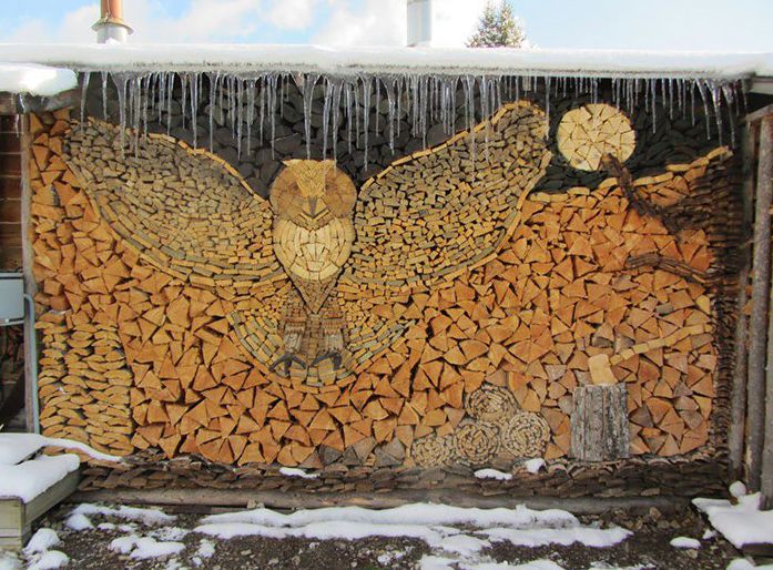 log and wood piling - wood art, works of art