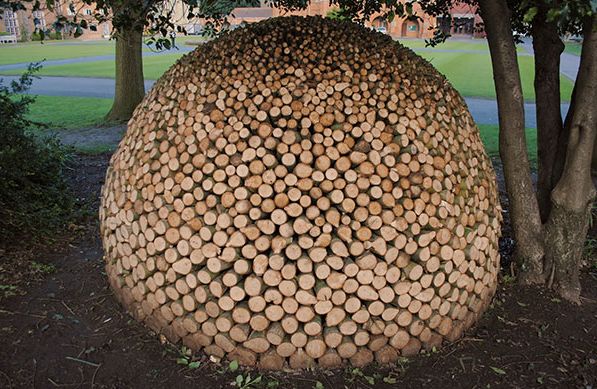 log and wood piling - wood art, works of art