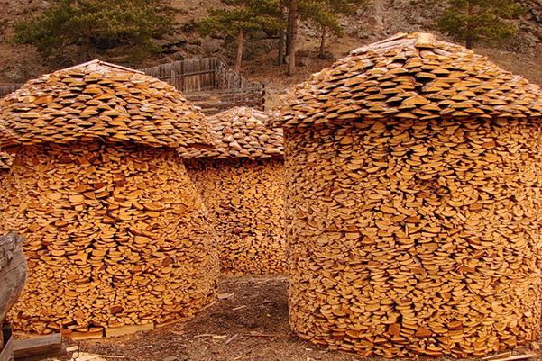 log and wood piling - wood art, works of art