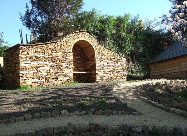 log and wood piling - wood art, works of art