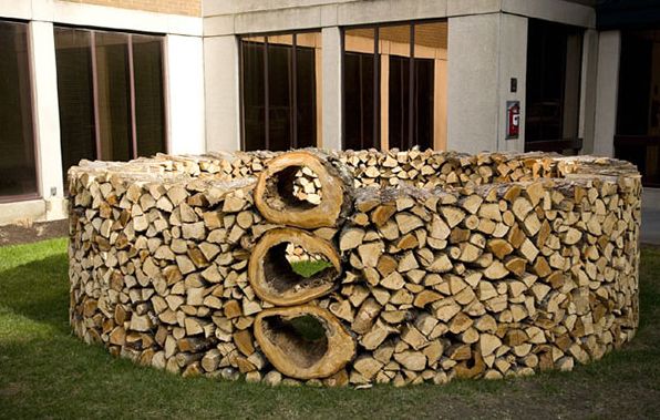 log and wood piling - wood art, works of art