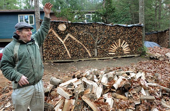 log and wood piling - wood art, works of art