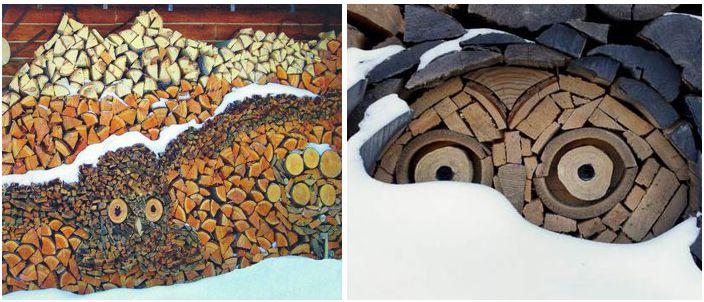 log and wood piling - wood art, works of art