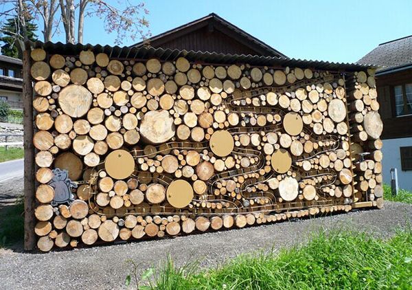 log and wood piling - wood art, works of art