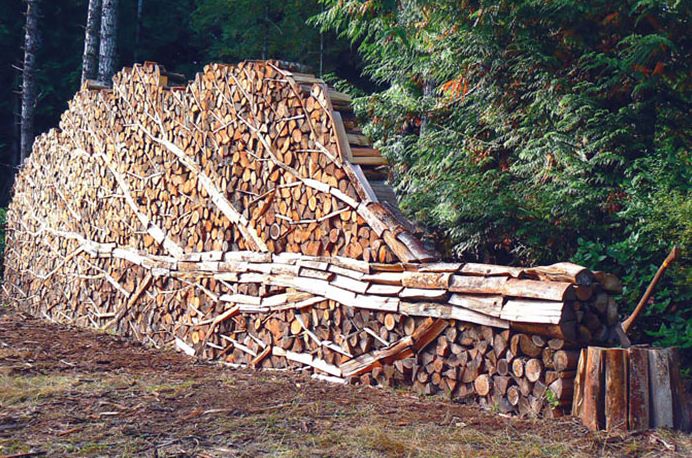 log and wood piling - wood art, works of art