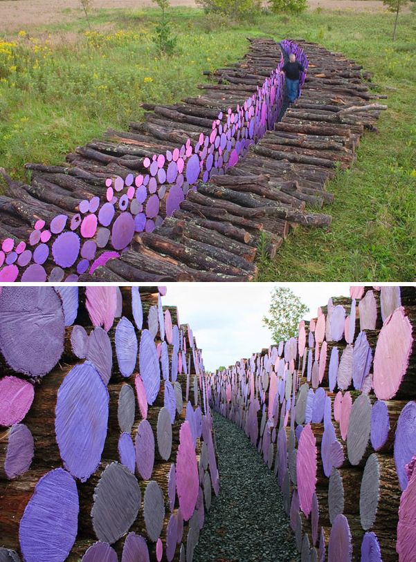 log and wood piling - wood art, works of art