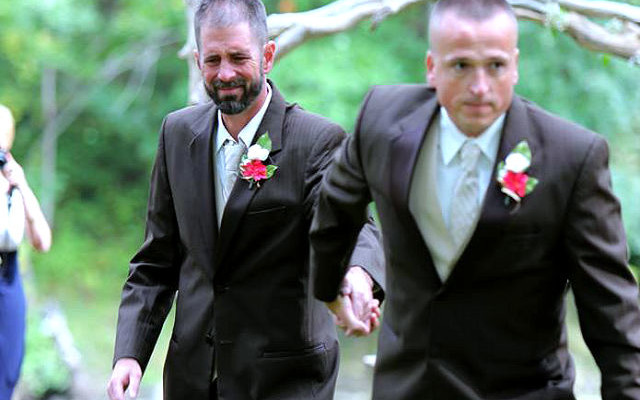 stepfather and father walk on wedding viral
