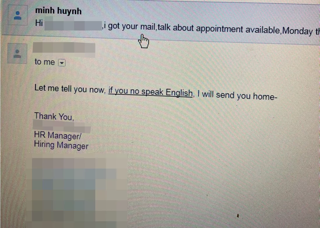 HR Manager Fired For Mocking Applicants Broken English Story Goes