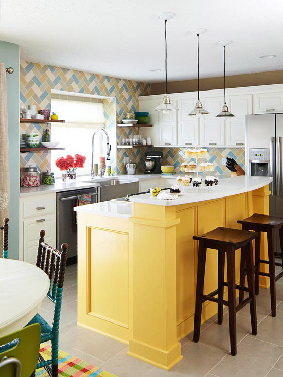 bright color Small Kitchen