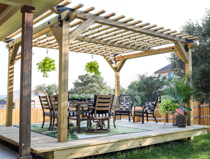 Floating Deck with Pergola Over