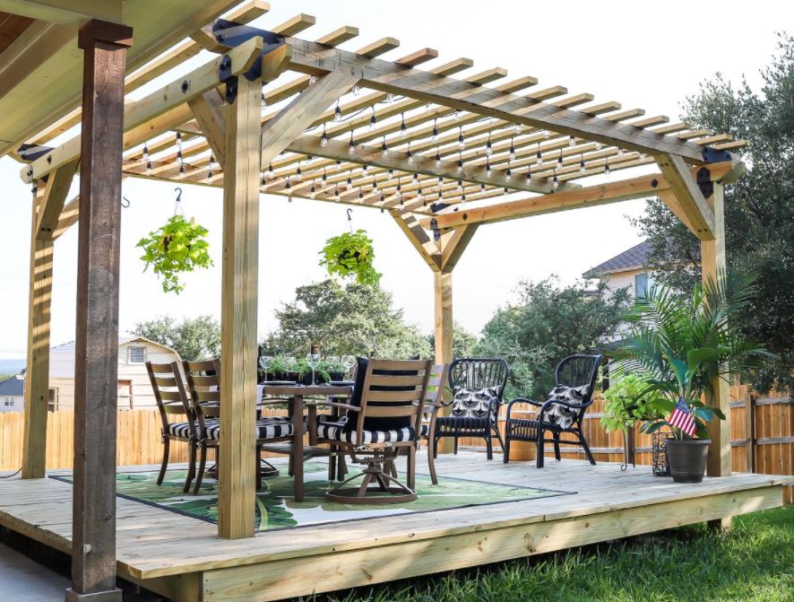 Floating Deck with Pergola Over