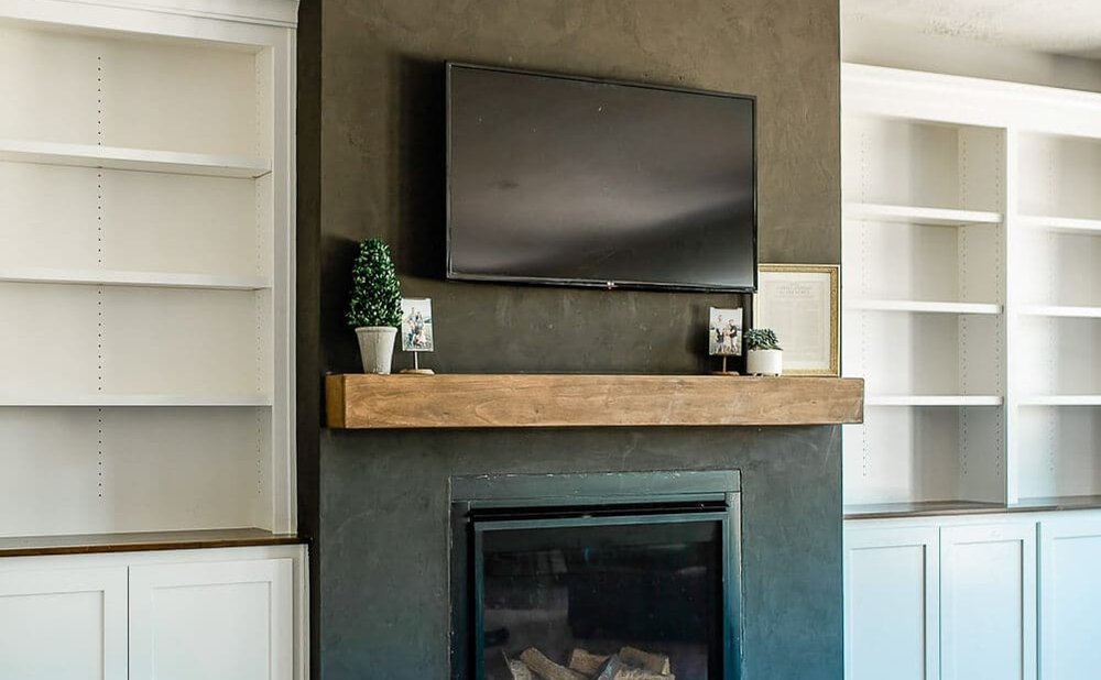 Mantel decor with a TV above